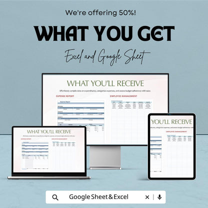 Expense Report Template | Business Expense Spreadsheet | Expense Tracker Template | Excel & Google Sheets | Budget Management Sheet |