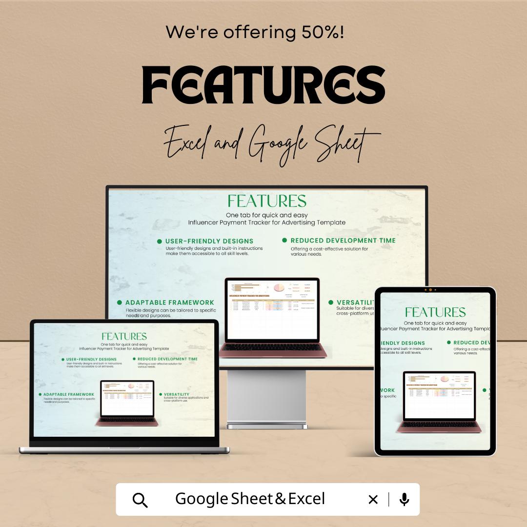 Influencer Payment Tracker Template | Advertising Budget Spreadsheet | Marketing Campaign Tracker | Client Management Planner