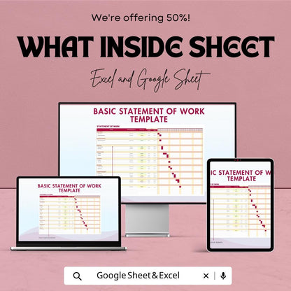 Statement of Work Template | SOW Template Excel | Project Scope & Timeline Tracker | Project Management Template