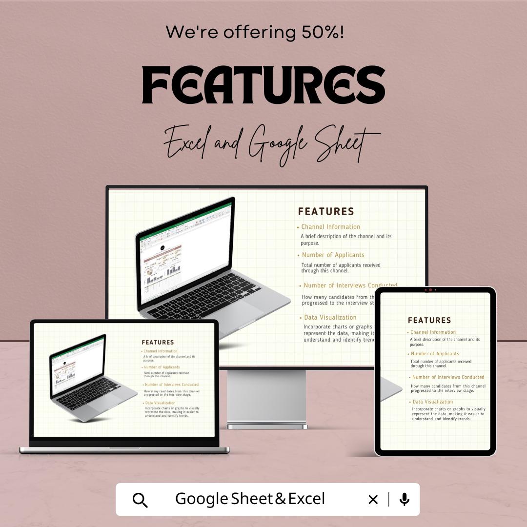 Candidate Sourcing Metrics HR Template | Excel & Google Sheets | Recruitment Analytics Dashboard | Hiring KPI Tracker