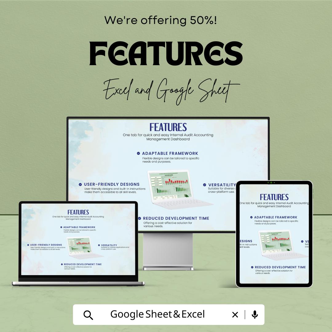Internal Audit Accounting Management Dashboard Template | Audit Reporting Dashboard | Budget vs Actual Tracker | Financial Dashboard