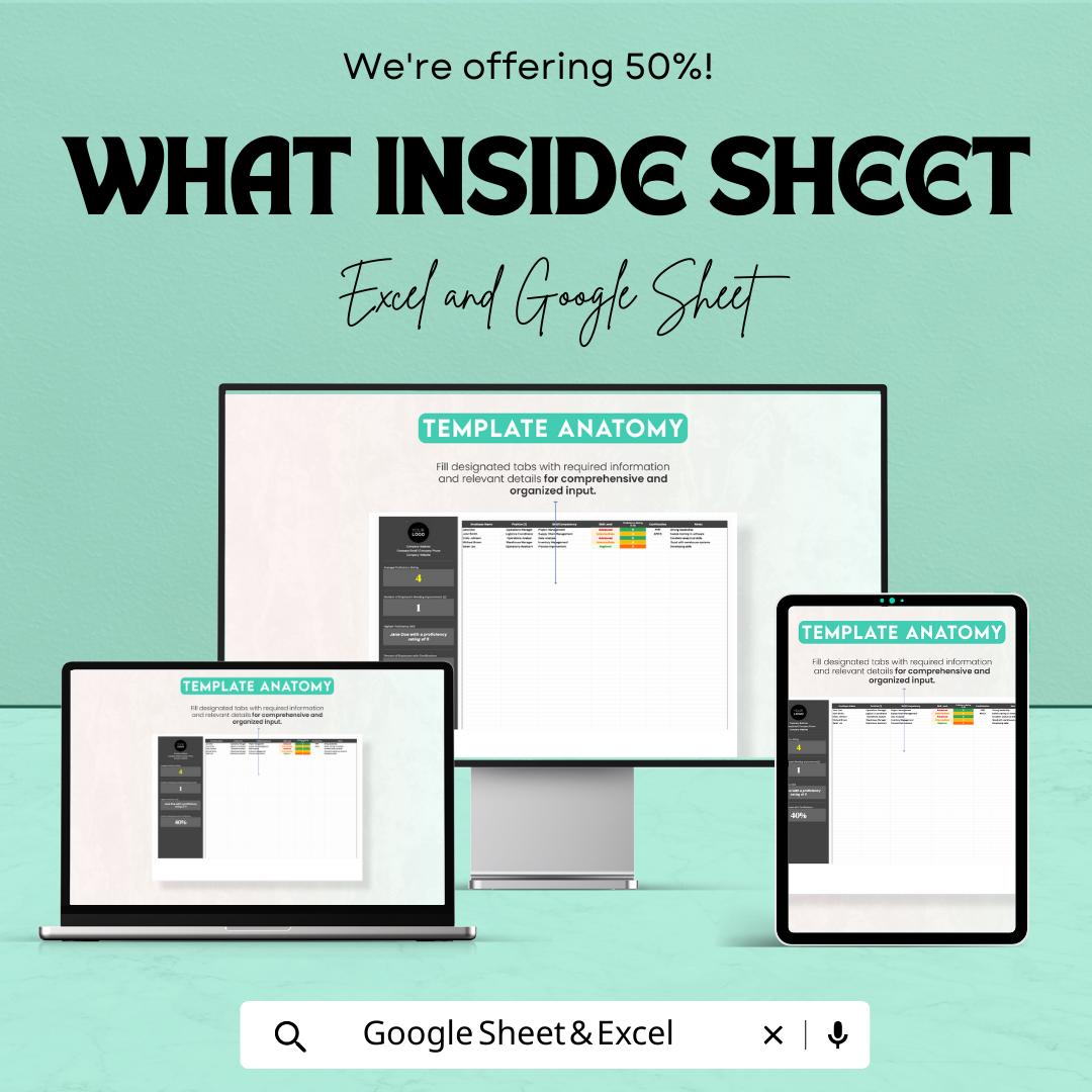 Operations Team Skillset Matrix Template | Skills Gap Analysis | Team Competency Tracker | Excel & Google Sheets