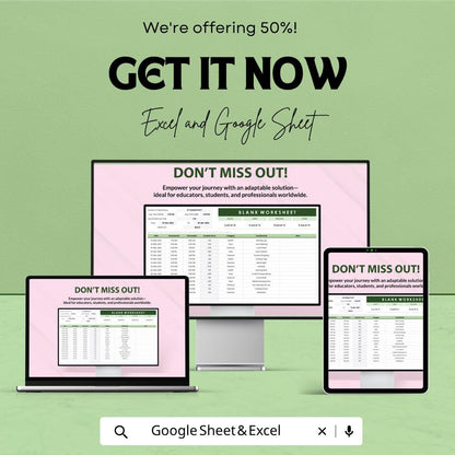 Blank Worksheet Template | Activity Tracker Spreadsheet | Task & Time Tracking Sheet |Google Sheets | Editable Productivity Planner