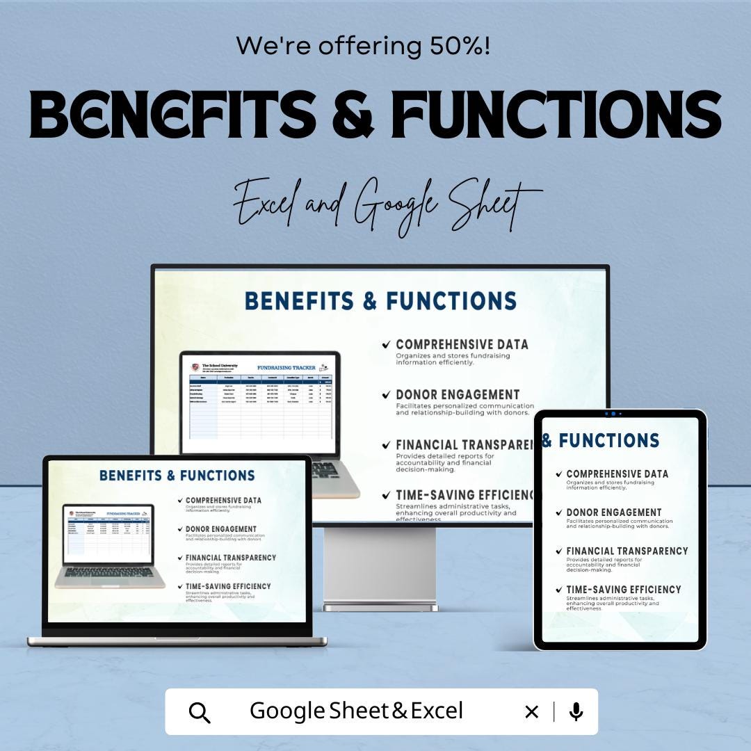 Fundraising Tracker Template | Donation Tracker  | Donor Database Spreadsheet | Nonprofit Fundraiser Planner | Charity Tracker