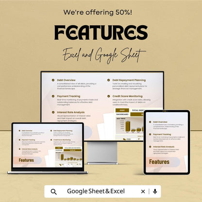 Debt Dashboard Excel Sheet | Budget Tracker | Monthly Debt Management Tracker | Excel & Google Sheets Template | Financial Planning