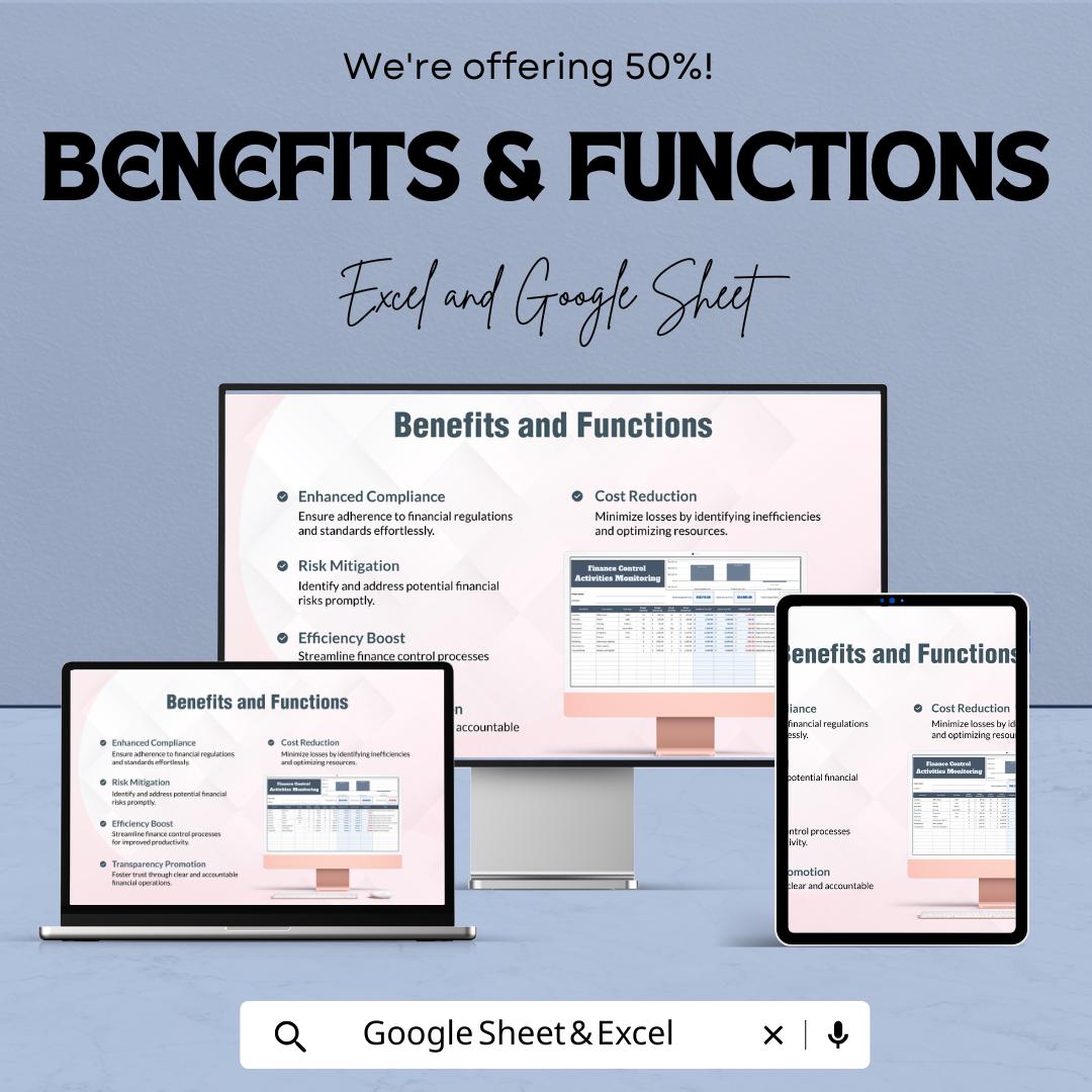 Finance Control Activities Monitoring Template | Financial Compliance Tracker | Budget Monitoring Sheet | Cost Control Template