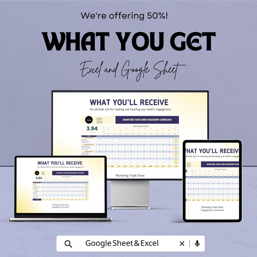 Marketing Trade Show Engagement Scorecard Template | Excel & Google Sheets | Trade Show Metrics Tracker | Booth Engagement Analysis |
