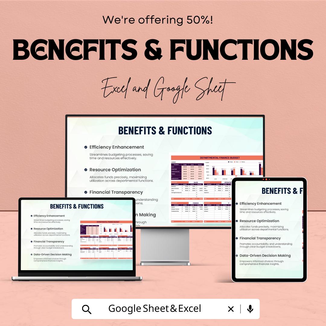 Departmental Finance Budget Allocation Sheet | Excel and Google Sheet Template for Financial Planning | Budget Management & Analysis