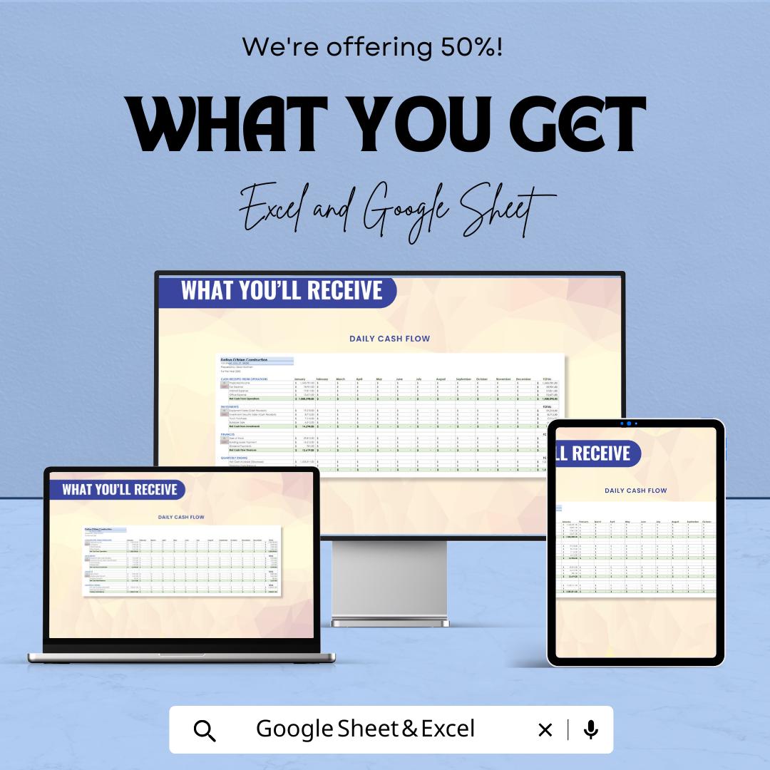 Home Remodeling Cash Flow Planner Sheet - Google Sheet Template - Track Project Budget, Costs, and Expense | Financial Management