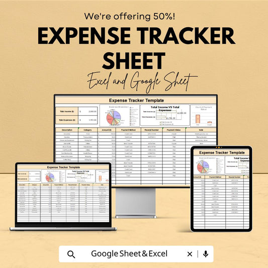 Expense Tracker Sheet | Personal Finance Budget Tracker | Excel & Google Sheet Template | Monthly Expense Tracker | Easy Budget Management