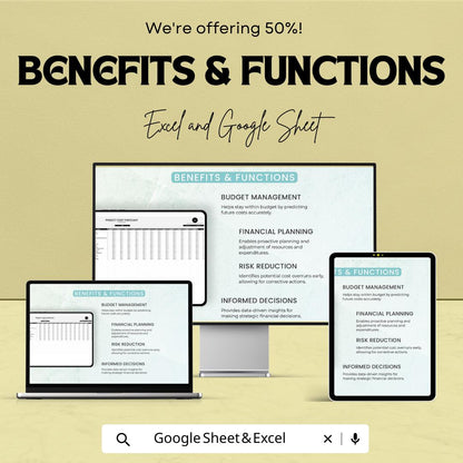 Operations Project Cost Forecast Sheet Template, Project Budget Planner, Cost Projection Spreadsheet, Annual Cost Tracker