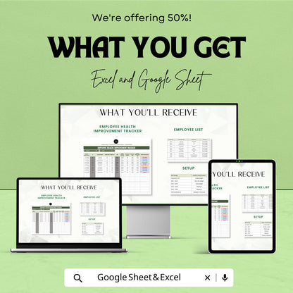 Employee Health Improvement Tracker Template | Employee Wellness Tracker Excel & Google Sheets | Workplace Health Monitoring Spreadsheet