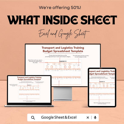 Transport and Logistics Training Budget Spreadsheet Template | Excel & Google Sheets | Training Cost Planner | Logistics Budget Tracker |