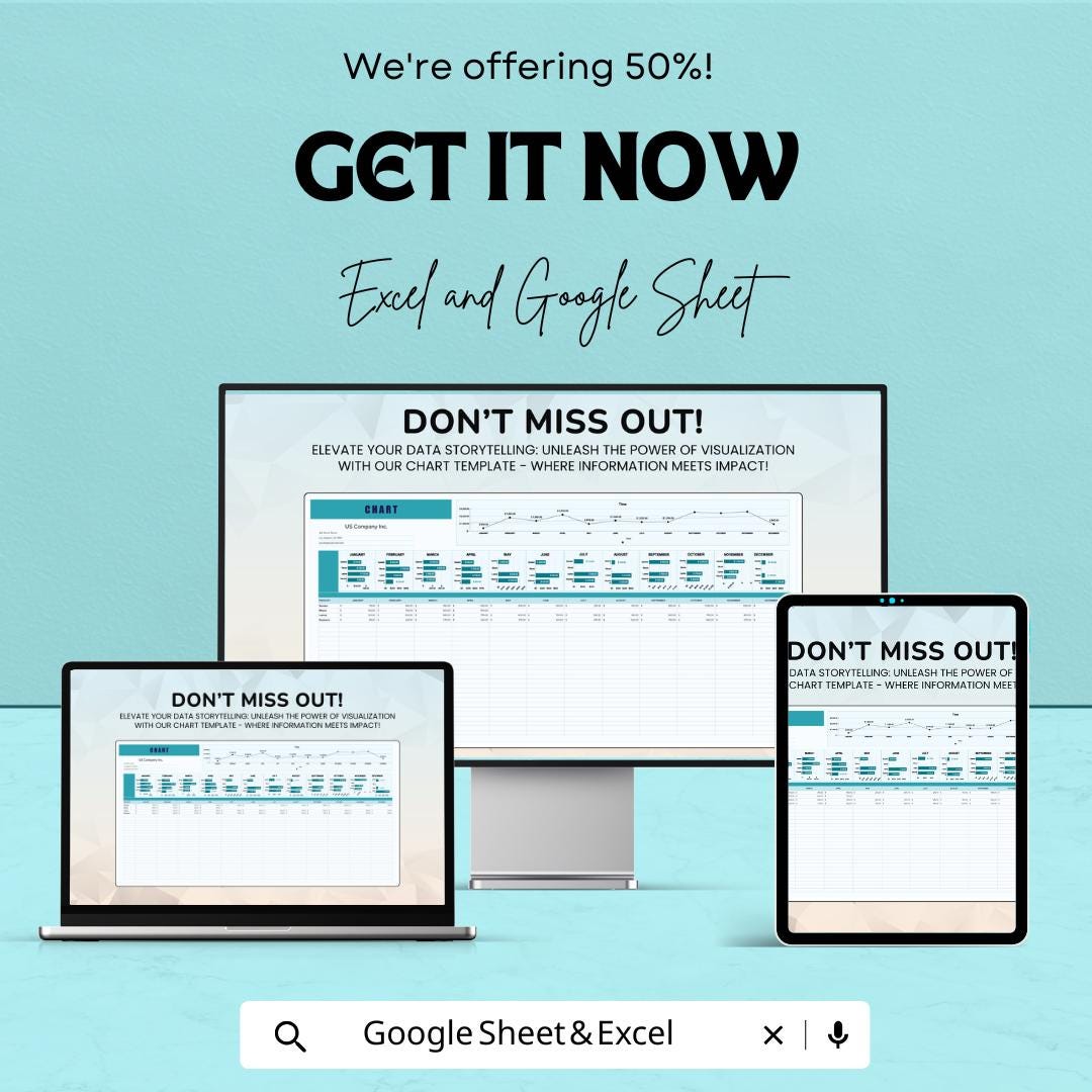 Chart Sheet - Excel and Google Sheets | Data Visualization, Monthly Reports & Budget Analysis Template