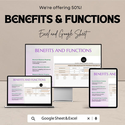 Peer-to-Peer Recognition Tracker HR Sheet | Employee Recognition Log | HR Google Sheets & Excel Template | Instant Download