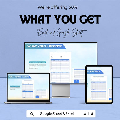 Commercial Property Budget Sheet - Excel & Google Sheet Template | Construction Project Budget Planner | 50% Off | Property Management Tool