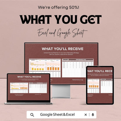 Email Marketing Monthly Performance Metrics Template | Email KPI Dashboard | Email Analytics Tracker | Google Sheets and Excel Template