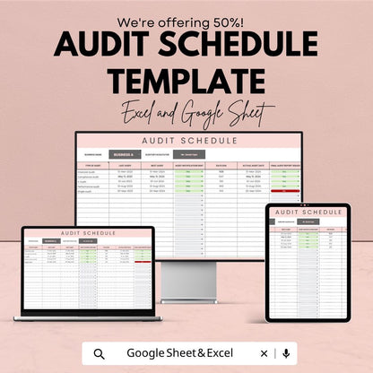 Internal Audit Schedule Template | Audit Tracker Spreadsheet | Compliance Planner | Audit Log Dashboard | Business Audit Tool