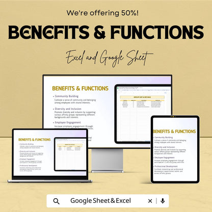 Employee Affinity Group Manager Template | HR Network Group Tracker | DEI HR Spreadsheet | Employee Resource Group Tool