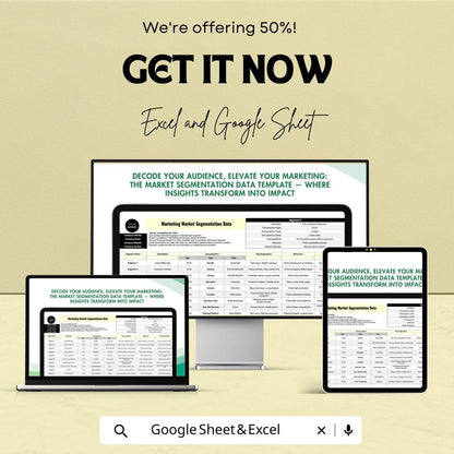 Marketing Market Segmentation Data Template | Customer Segmentation Spreadsheet | Audience Profiling Template | Excel Market Segmentation