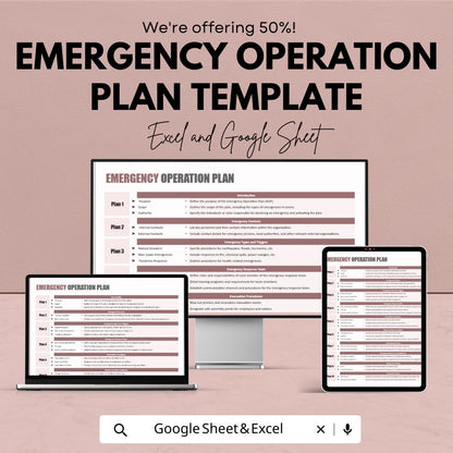 Emergency Operation Plan Template, Business Emergency Plan, Safety & Response Planner, Crisis Management Sheet