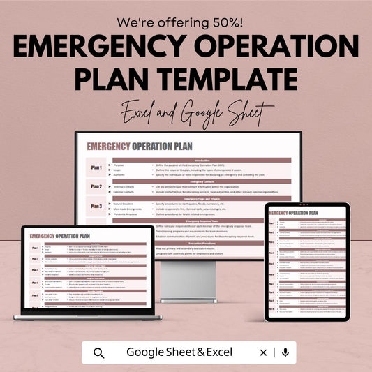 Emergency Operation Plan Template, Business Emergency Plan, Safety & Response Planner, Crisis Management Sheet