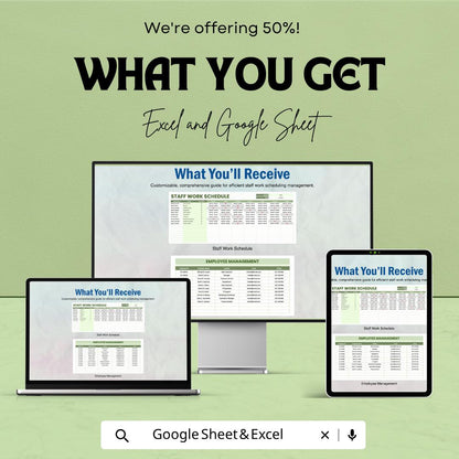 Staff Work Schedule Template | Employee Shift Planner | Staff Roster Spreadsheet | Work Schedule Planner | Weekly Staff Schedule