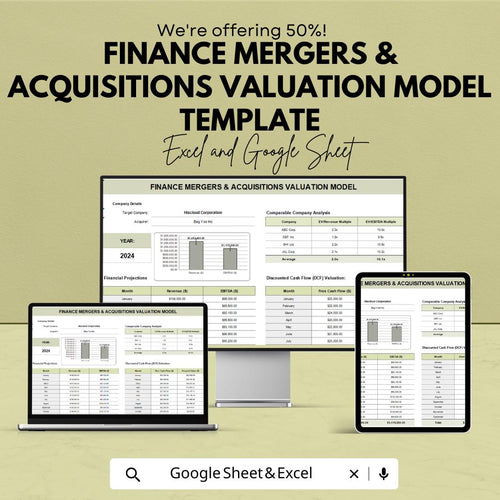 Finance Mergers & Acquisitions Valuation Model Template | M and A Valuation Tool | Comparable Analysis | Business Valuation Template