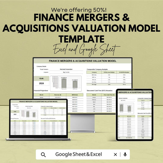 Finance Mergers & Acquisitions Valuation Model Template | M and A Valuation Tool | Comparable Analysis | Business Valuation Template
