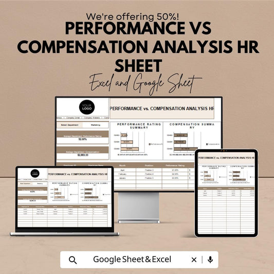 Performance vs Compensation Analysis HR Sheet - Excel & Google Sheets Template for Employee Data Analysis