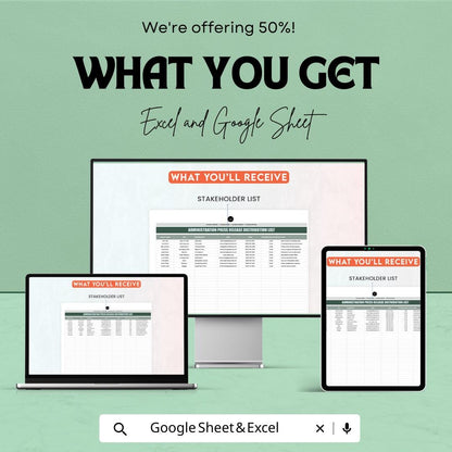 Administration Press Release Distribution List | Excel & Google Sheets Template | Media Contact Tracker | Editable Stakeholder List