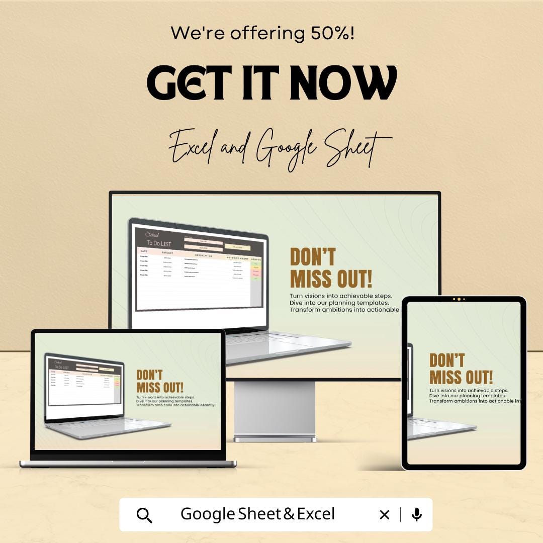 School To Do List Sheet | Student Task Planner in Excel and Google Sheets | Assignment & Homework Tracker