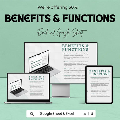 QuickBooks Payslip Template | Payroll Payslip Spreadsheet | Employee Salary Slip Tracker | Excel & Google Sheets | Business Payroll