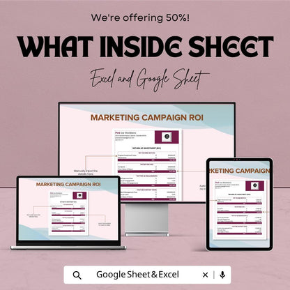 Marketing Campaign ROI Template | ROI Calculator Spreadsheet | Ad Spend Tracker | Marketing Analytics Template | Business ROI Sheet
