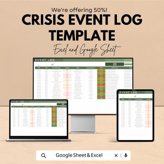 Crisis Event Log Template | Incident Tracker | Emergency Log Sheet | Risk Management Tracker | Incident Report Template