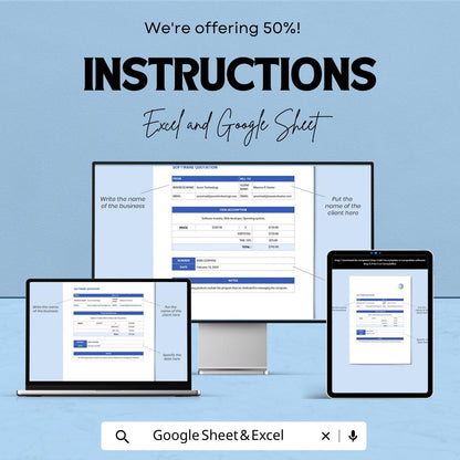 Sample Software Quotation Sheet | Excel & Google Sheets Template | Customizable for IT Services | Instant Download