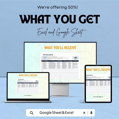 Pre-Bid Sign-In Sheet | Excel & Google Sheets Template | Bid Meeting Tracker | Contractor Registration | Instant Download