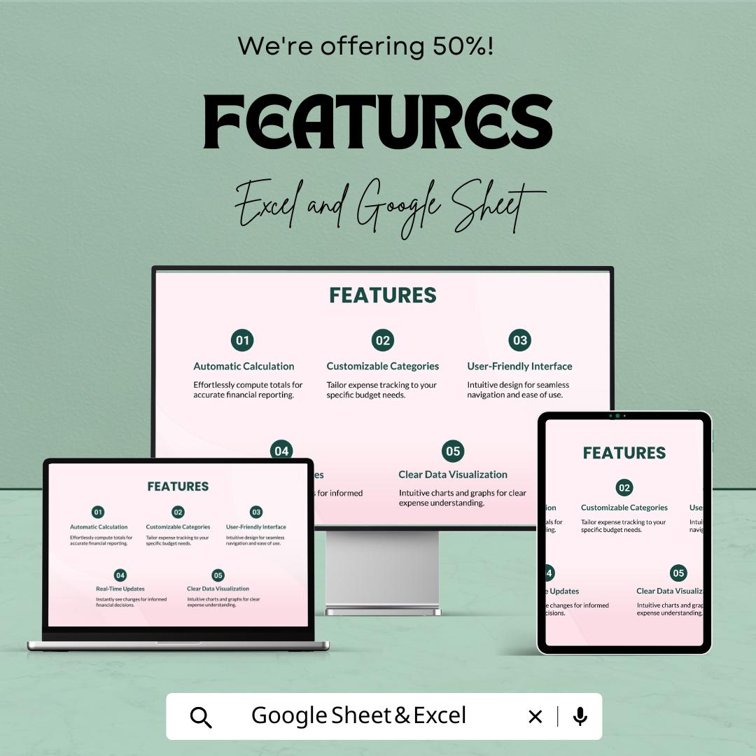 Operating Expense Sheet | Google Sheets and Excel Template | Expense Tracker | Business Budget Planner | Cash Flow & Income Breakdown