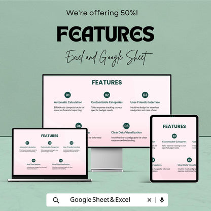 Operating Expense Sheet | Google Sheets and Excel Template | Expense Tracker | Business Budget Planner | Cash Flow & Income Breakdown