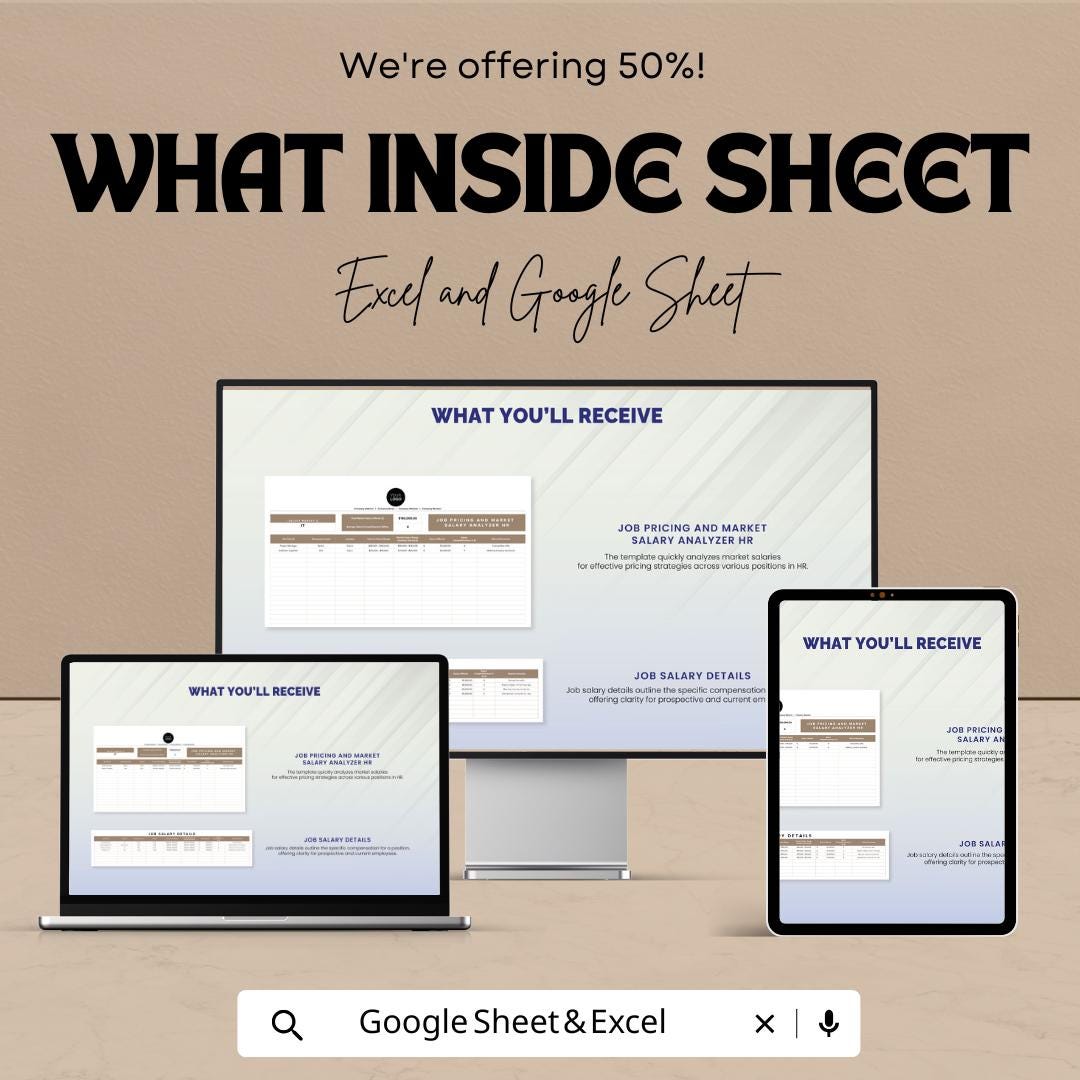 Job Pricing & Market Salary Analyzer HR Sheet | Excel and Google Sheets | HR Compensation Tool | Salary Benchmarking | Instant Download