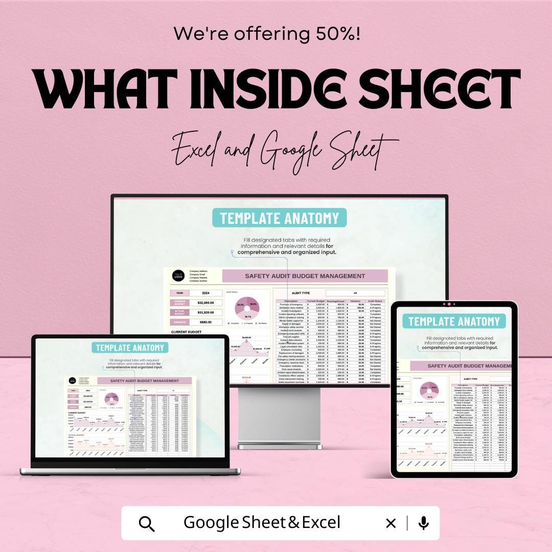 Safety Audit Budget Management Sheet - Excel & Google Sheets for Efficient Safety Audit Control