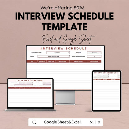 Interview Schedule Template | Interview Tracker Excel | Hiring Planner Google Sheets | HR Recruitment Template