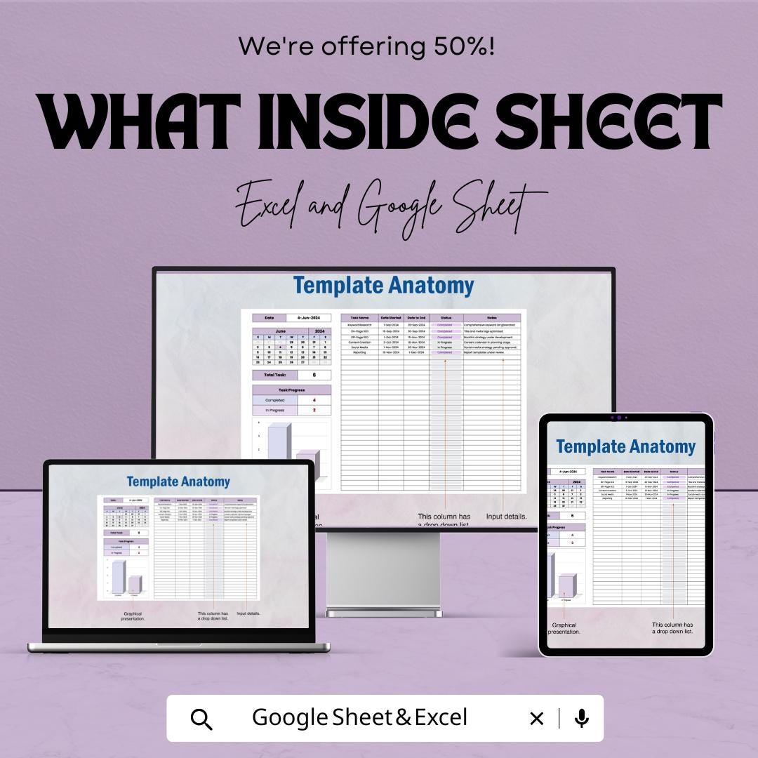 Task Tracker Sheet for Excel and Google Sheets | Project Organizer | Team & Personal Task Management | Digital Planner