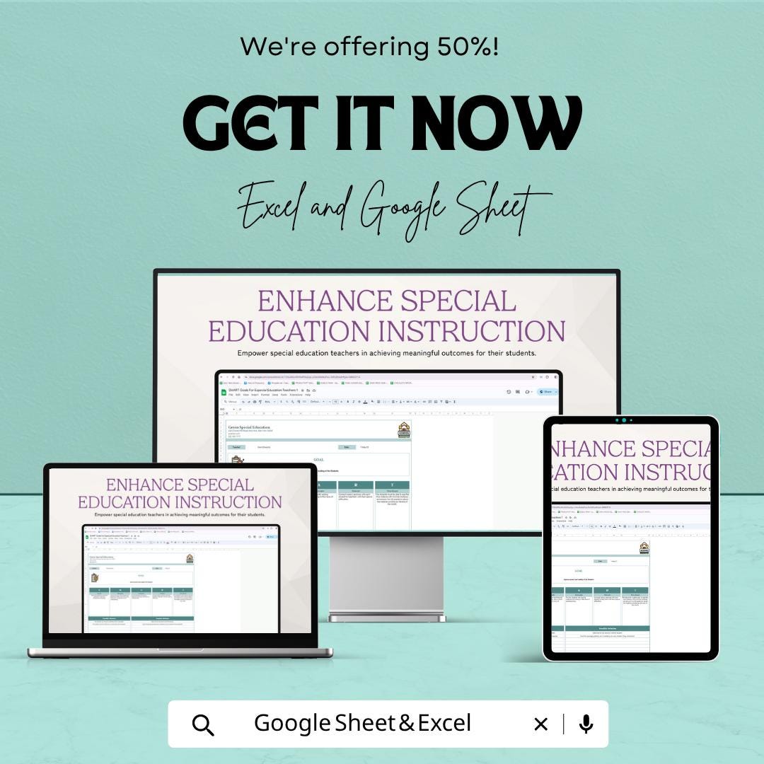 SMART Goals Special Education Template | IEP Goal Planner Spreadsheet | Special Ed Teacher Toolkit | Excel & Google Sheets | Student Goal