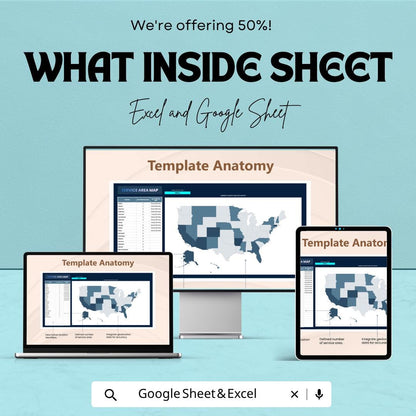 Service Area Map Template | Territory Mapping Spreadsheet | Sales Territory Tracker | Coverage Map Dashboard
