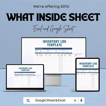 Inventory Log Template | Excel & Google Sheets Inventory Tracker | Stock Management Spreadsheet | Daily Inventory Sheet for Small Business