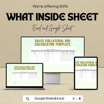 Sales Collateral ROI Calculator Template | Marketing ROI Spreadsheet | Sales Performance Tracker | Revenue Analysis Tool