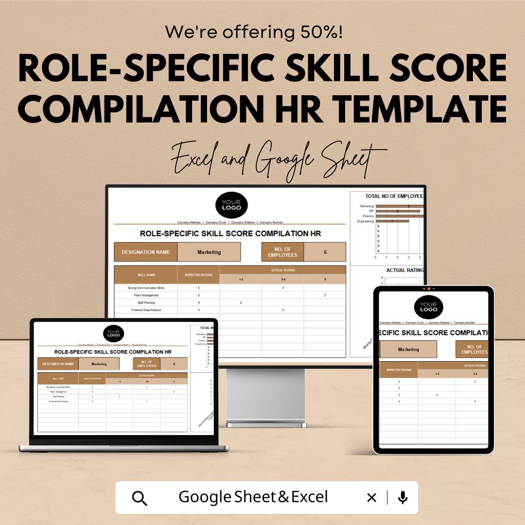 Role Specific Skill Score Compilation HR Template  | Employee Skill Assessment Tracker | HR Performance Evaluation Sheet