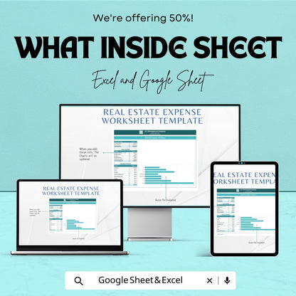 Real Estate Expense Worksheet Template | Excel and Google Sheets | Financial Tracking for Property Owners & Investors | Budget Management