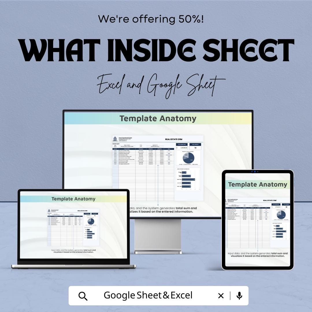 Real Estate CRM Template | Realtor Client Management | Excel & Google Sheets